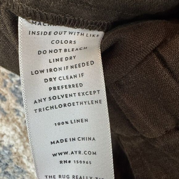 AYR The Tourist Linen Pants Womens L Elastic Waist Sicilian Umber Brown Resort - Picture 11 of 14